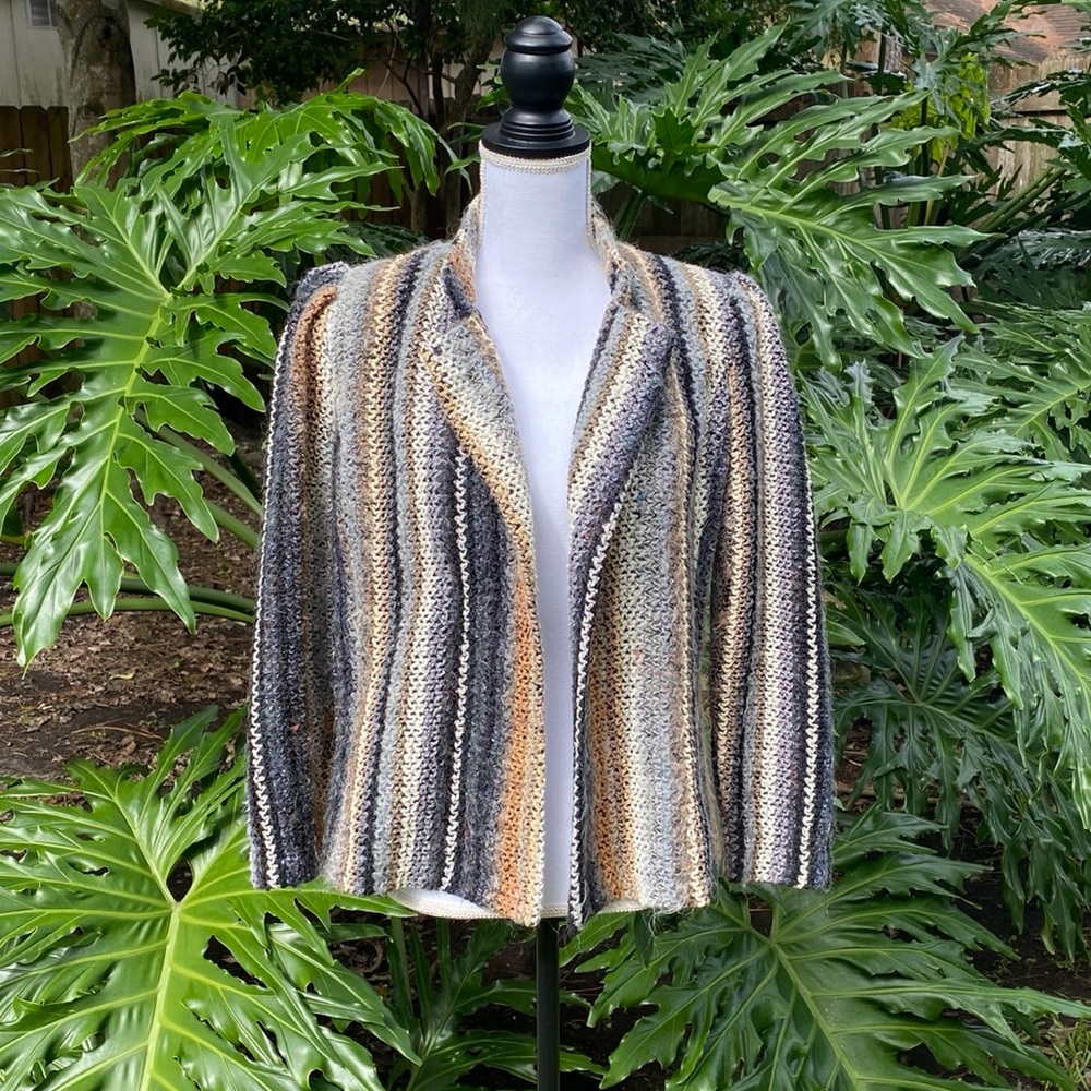 Vintage cropped eyelash sweater blazer jacket